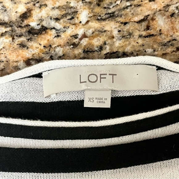 LOFT Striped Boat Neck Cotton Knit Top XS Nautical Sailor Preppy Coastal tunic - Picture 8 of 9